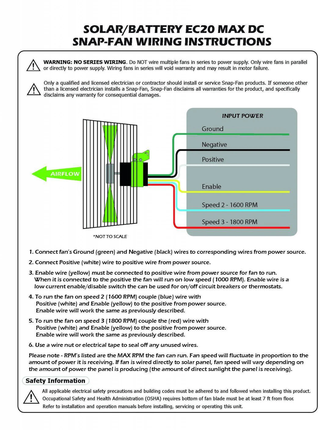 20" DC HAF Snap Fan (HAF/Horizontal Air Flow, Brushless Motor), Variable Speed