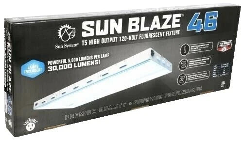 Sun Blaze 46 T5 HO Fluorescent Light Fixture, 4ft. - 6 Lamp, Bulbs Included