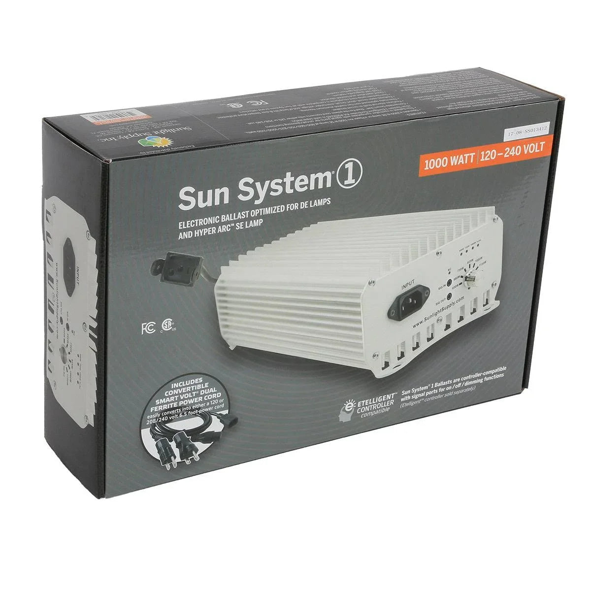 Sun System DE, Double Ended, 1000 Watt Etelligent Ballast Compatible - 120 / 240 Volt