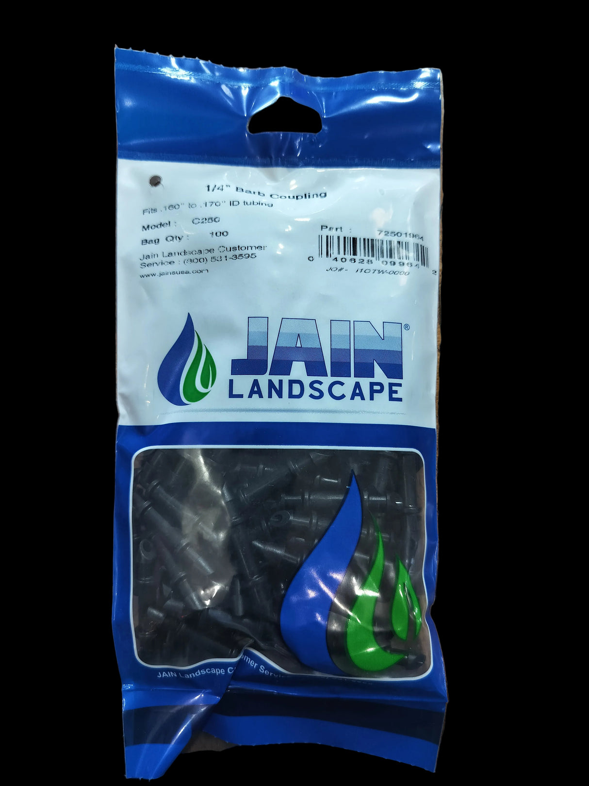 C250 1/4" Straight Barbed Coupler (100 pack)