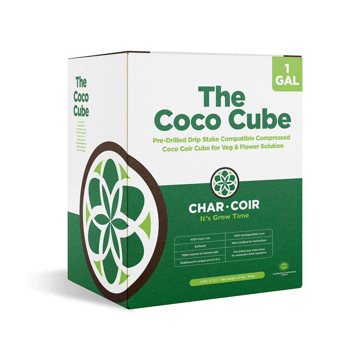 Char Coir, The Coco Cube - 1 Gallon 100% RHP Certified Coco Coir - Case of 32
