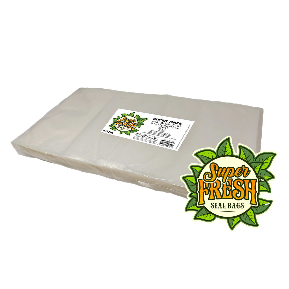 Super Fresh Vacuum Seal Bags 11.5" x 22" Clear - 100 Pack