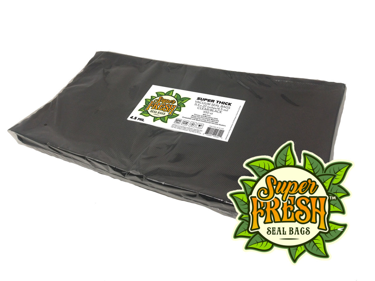 Super Fresh Vacuum Seal Bags 11.5" x 22" Black/Clear - 100 Pack